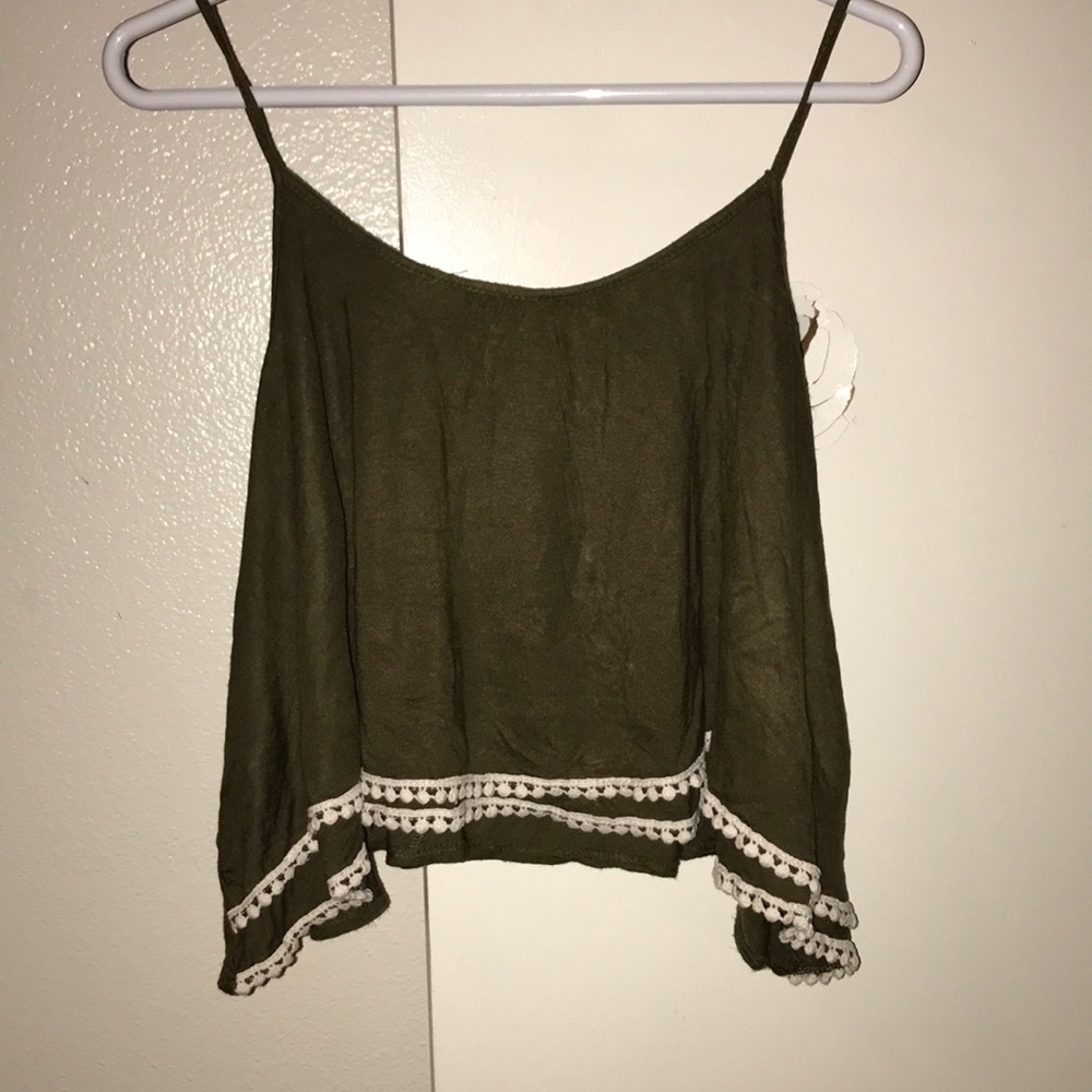 Olive Green Flowy Crop Top